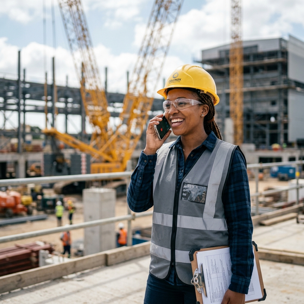 Registered Professional Female Engineer on a construction site